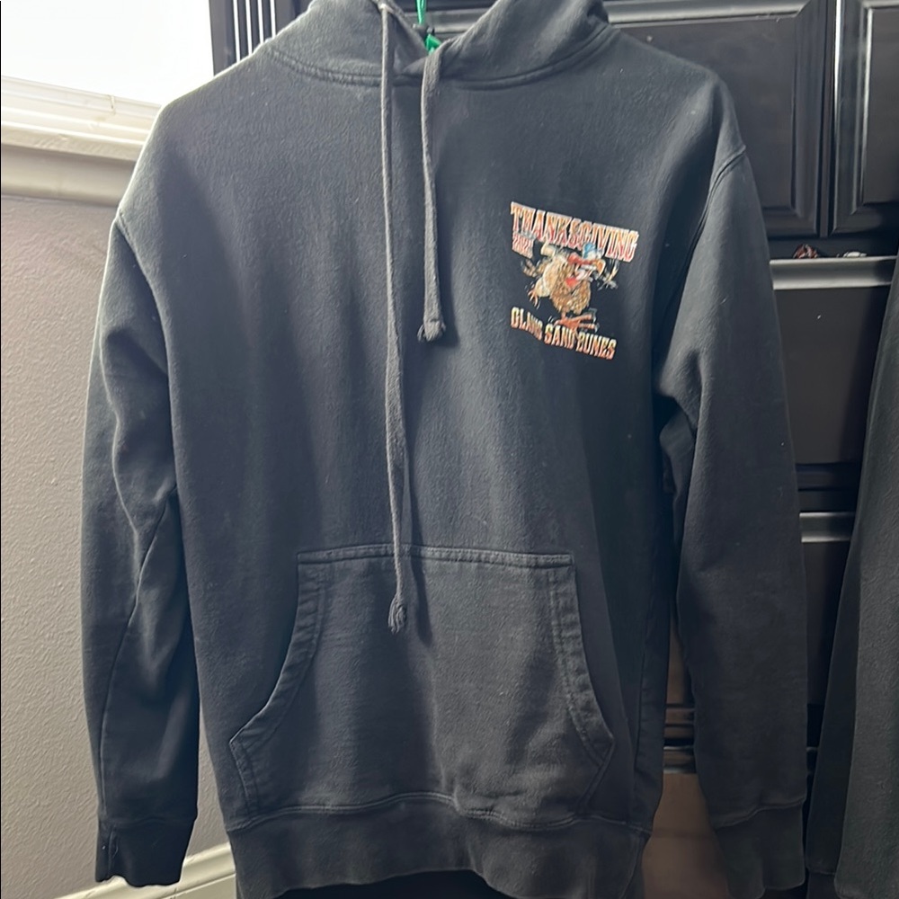 Black Cotton Blend Hoodie with Graphic Design